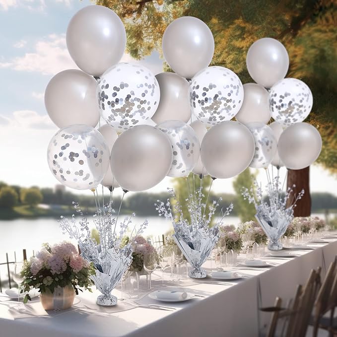4 Set Silver Balloon Centerpieces - Image 8