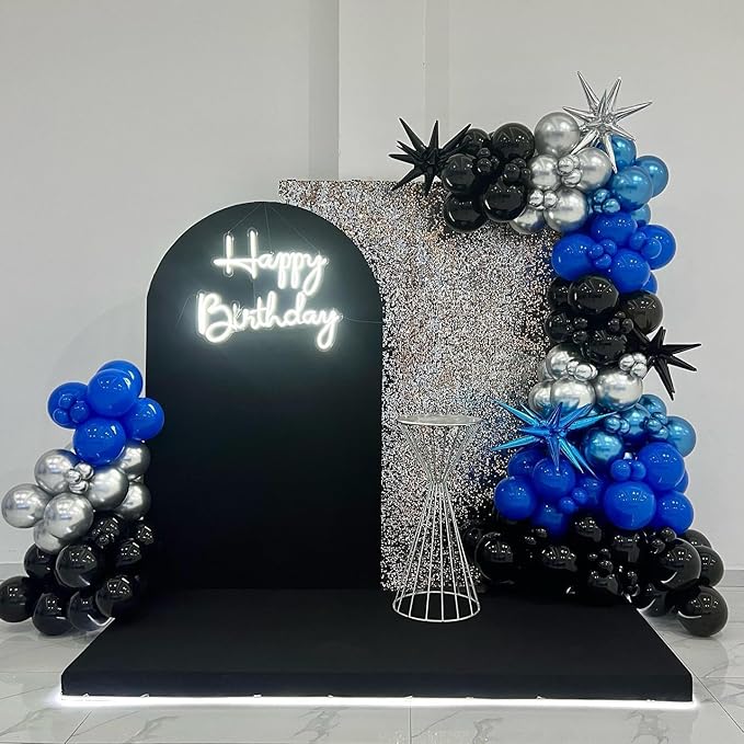 Black Blue Silver Star Balloons - Image 3