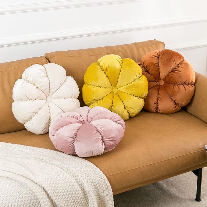 Flower Pillow Cushion Round Decorative Throw Pillow - Image 4