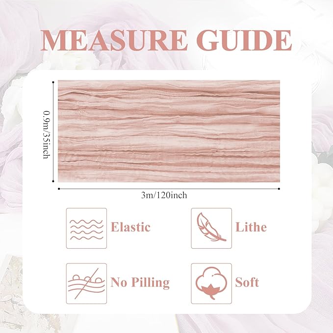 Asee'm 4pcs Cheesecloth Table Runner 120 Inches Dusty Pink Boho Gauze Cheese - Image 2