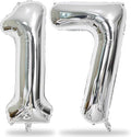 Large Silver Number 17 Balloon, Foil Number 1 and 7 Helium Balloon, 40 Inch by Lingqiang