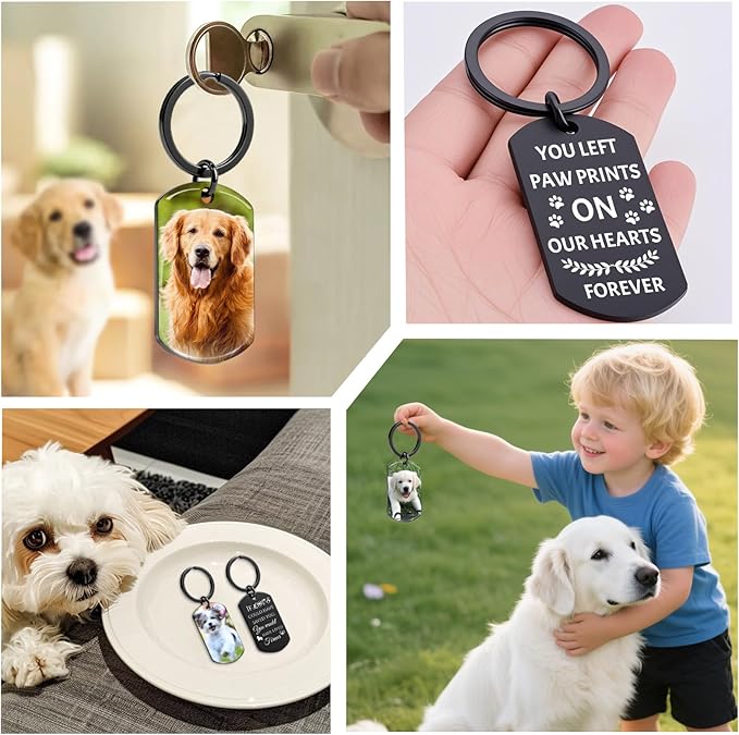 Custom Dog Memorial Photo Keychain Personalized Sympathy Gifts - Image 4