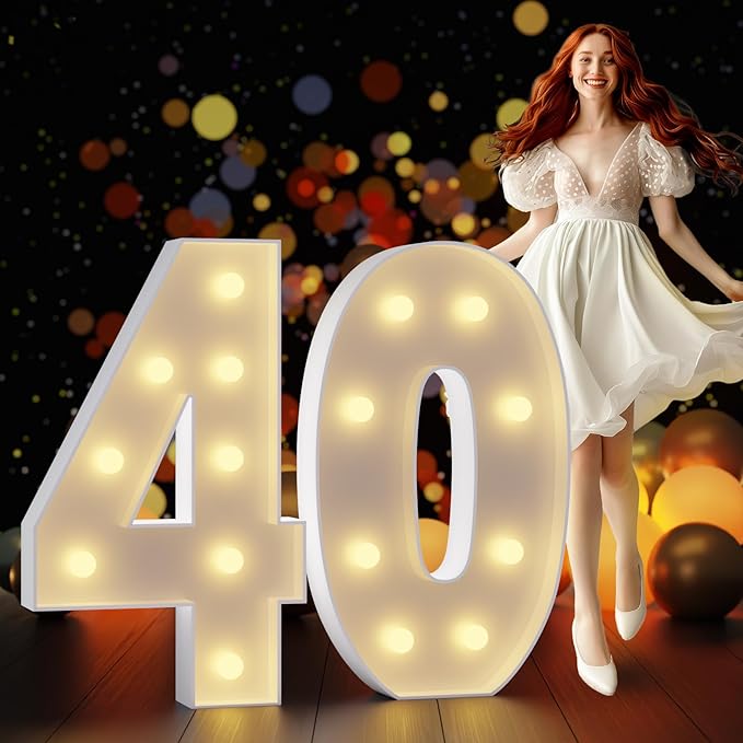 Marquee Numbers 3 Feet Tall Large Light Up Numbers 40th Birthday Decorations by Letsmakeitimpressive