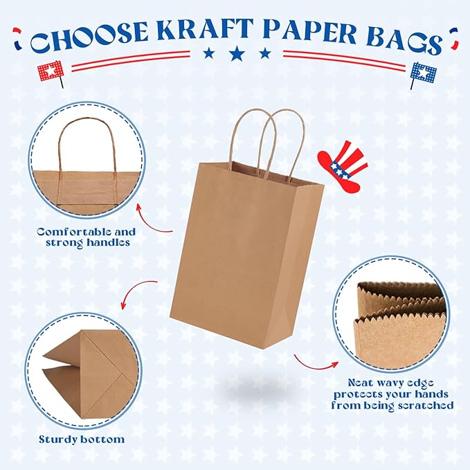 MESHA Kraft Paper Bags 5.25X3.75X8 Brown Small Gift Bags - Image 3