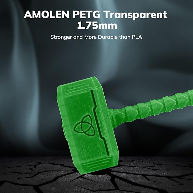 AMOLEN Rapid PETG Transparent 3D Printer Filament 1.75mm +/-0.02mm, 500mm/s - Image 5