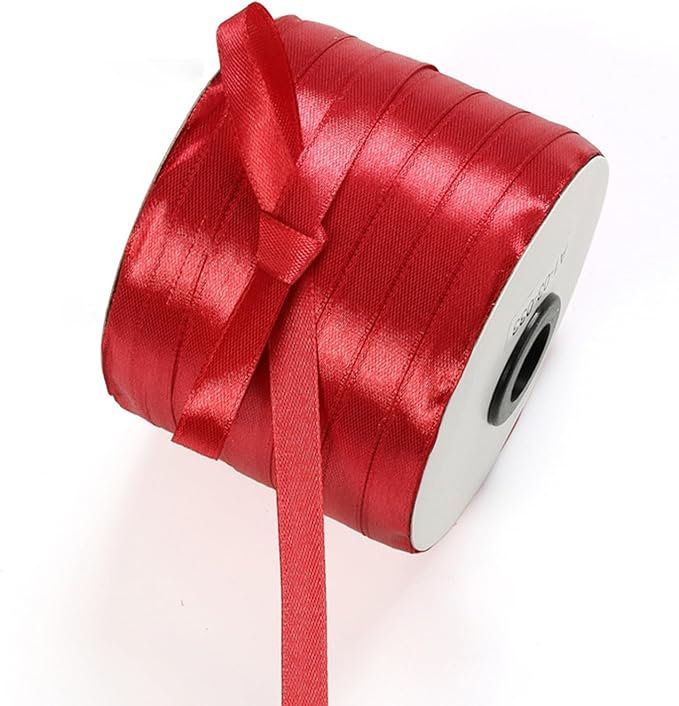 1/4 Inch Burgundy Satin Ribbon 230 Yards Bulk Fabric Ribbons by Celadora