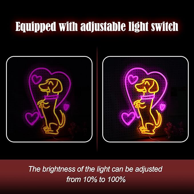 Love Dog Neon Sign USB Powered Pink Love Neon Light - Image 4