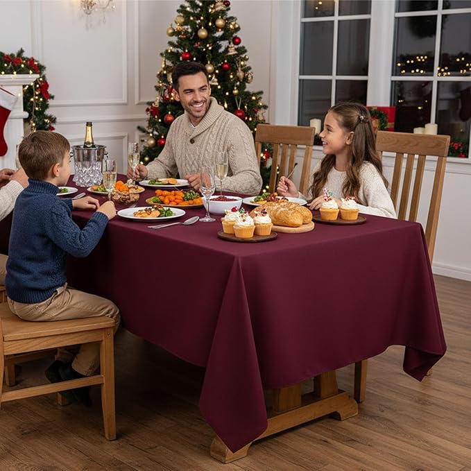 Fitable Burgundy Rectangle Tablecloths - Image 2