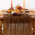 Brown Cheesecloth Table Runner Tan Fall Table Runner Boho Gauze 120 Inches by DeZerlor