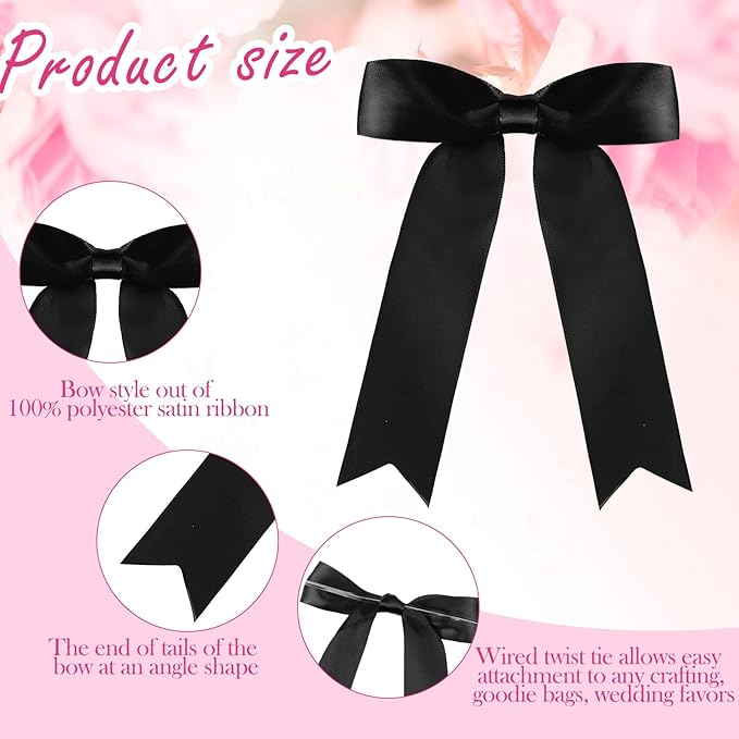 Riceshoot 24 Pcs Satin Ribbon Bow 3.5x5 Inch Twist Tie Bows - Image 4