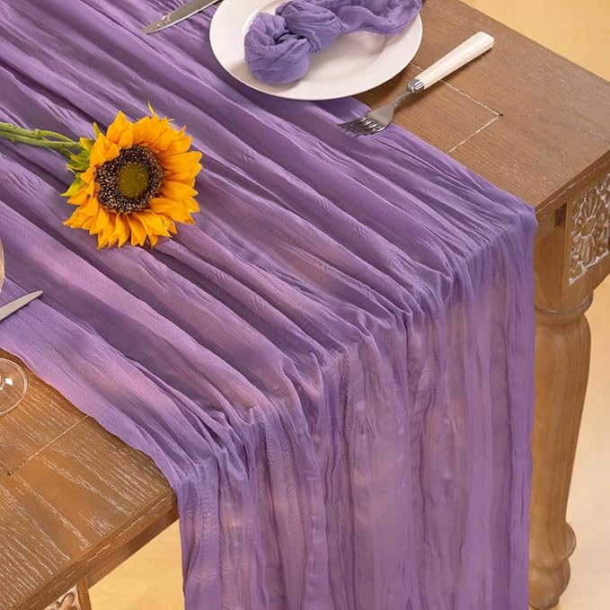 Lavender Purple Cheesecloth Table Runner 4 Pack Fall Table Runners Boho Gauze - Image 5