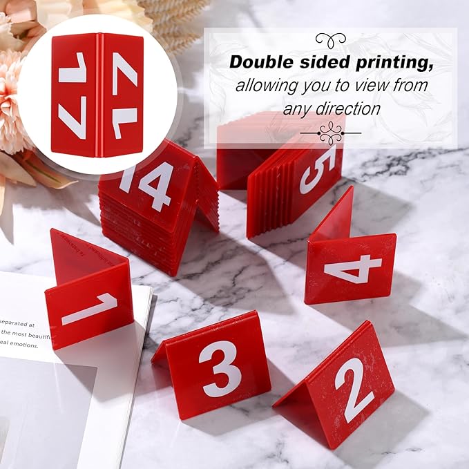 Tuanse Table Numbers 1-25 Acrylic Double Side Numbered Table Tents Plastic - Image 3