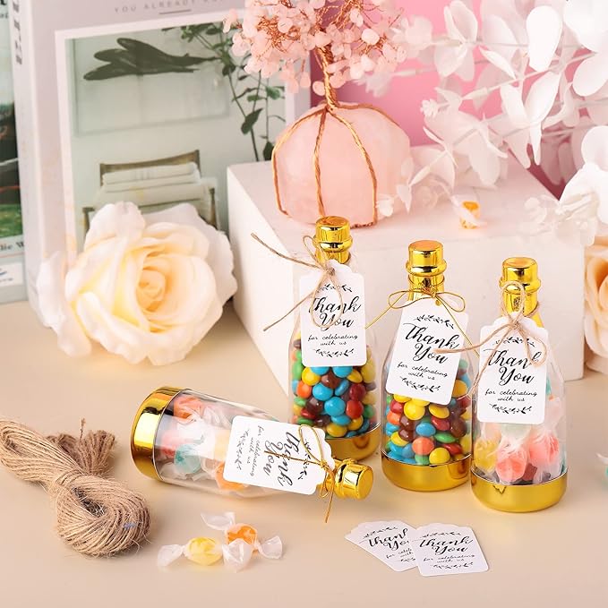 Gerrii 100 Pcs Metallic Mini Champagne Bottle Candy Container Shaped Jars Gold - Image 6