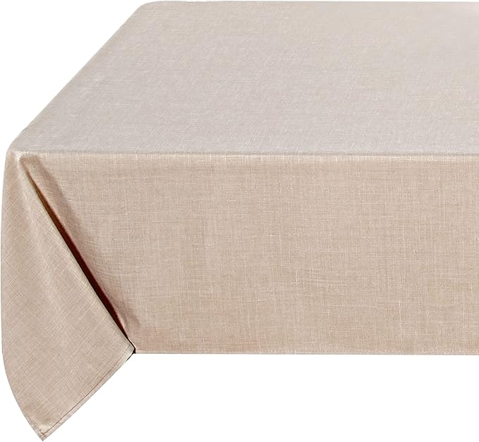 Fitable Linen Textured Tablecloth Washable Fabric Rectangle Table Cloth by Fitable