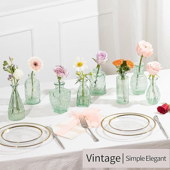 Vintage Small Glass Vases Set of 10, Mini Bud Vases - Image 5