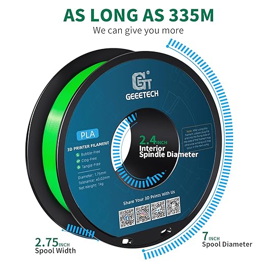 Geeetech Green PLA Filament 1.75mm, PLA 3D Printer Filament 1kg Spool - Image 5