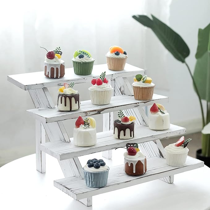 Swallowliving 2pcs Wooden Rustic Cupcake Stand - Image 7