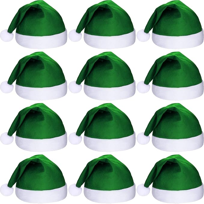 SATINIOR 12 Pieces Santa Hats Christmas Non Woven Fabric Hat by SATINIOR