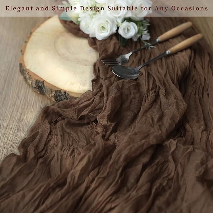 6FT 20 Pack Brown Cheesecloth Table Runner 20 x 120 Inch Long Boho Fabric - Image 7