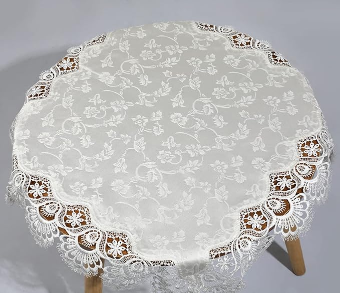 vctops Damask Lace Patchwork Tablecloth Luxury Square Small Table Cover Elegant - Image 3