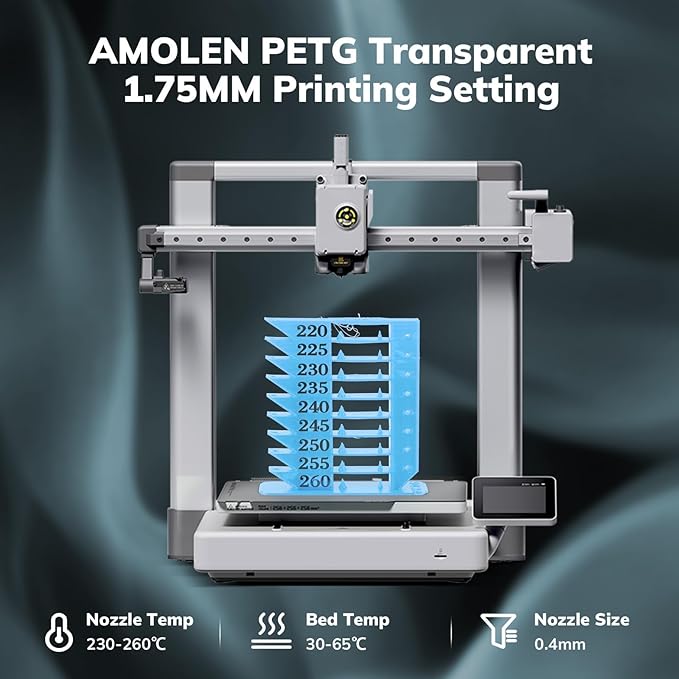 AMOLEN Rapid PETG Transparent 3D Printer Filament 1.75mm +/-0.02mm, Transcucent - Image 3