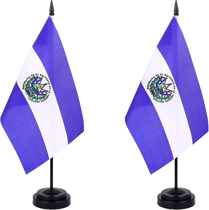 WXTWK 2 Pack Salvador Flag Salvador Deluxe Desk Flag Set by WXTWK