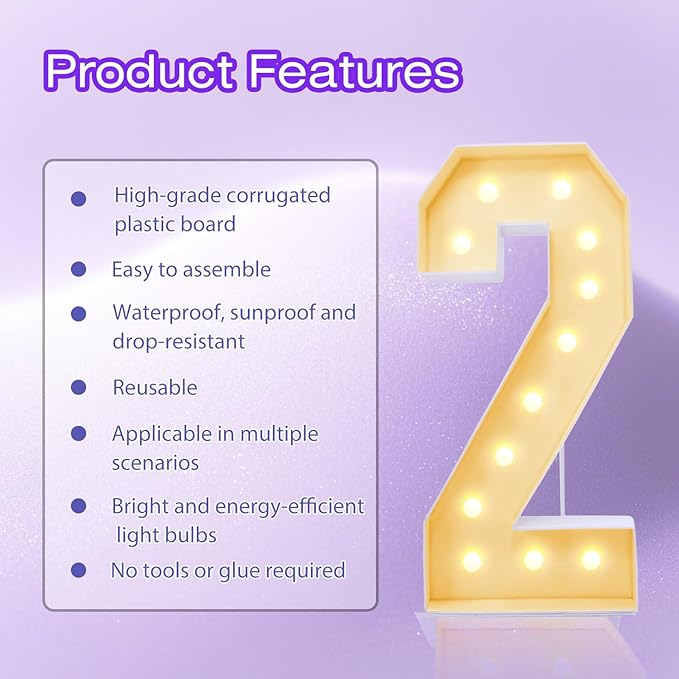 4FT Plastic Marquee Numbers 2 - Image 2
