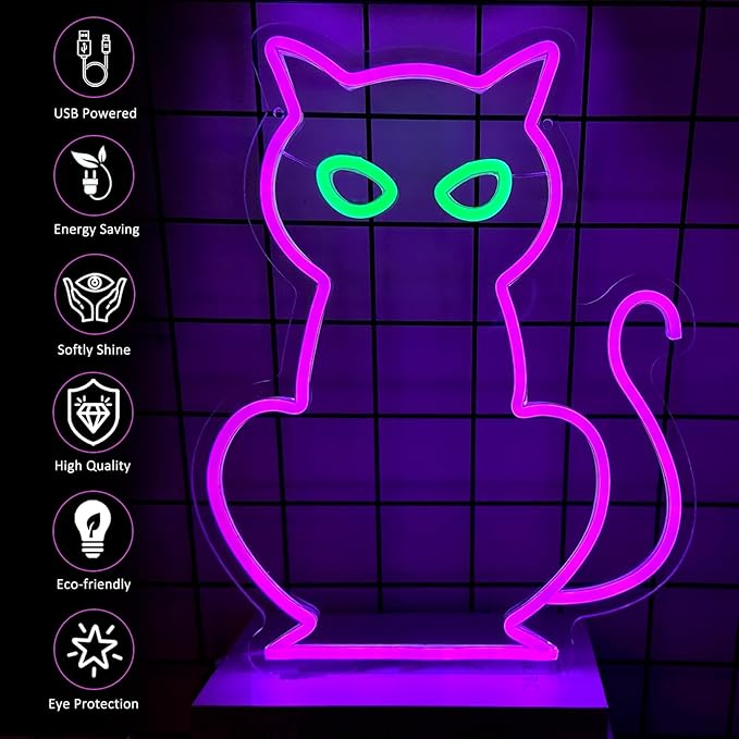 Cat Neon Signs for Wall Decor, Halloween Cat LED Light Table Decoration for Bar - Image 5