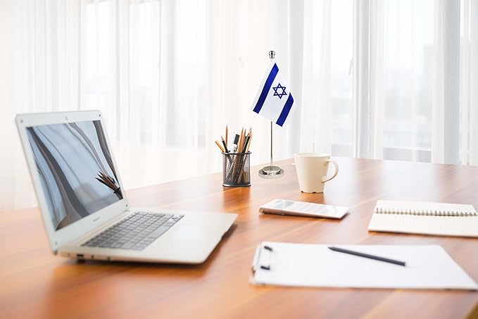 Israel Israeli Deluxe Desk Flag Set Small Mini Miniature Israel Israeli Table - Image 3