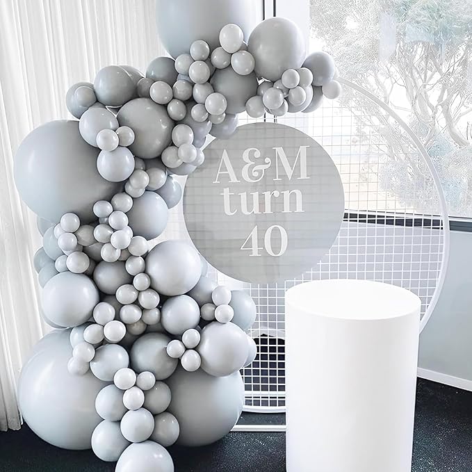 90pack Gray Balloons Different Size 18/12/10/5 Inch Pastel Grey Balloon Garland - Image 3