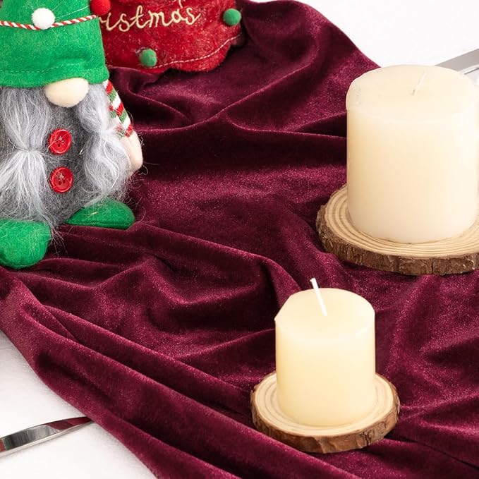 Burgundy Velvet Table Runner 3 Pack Fall Thanksgiving Red Table Runners 20 x - Image 8