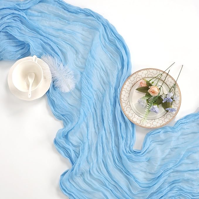 12 Pack Baby Blue Cheesecloth Table Runner 10ft Boho Gauze Fabric Cheese Cloth - Image 6