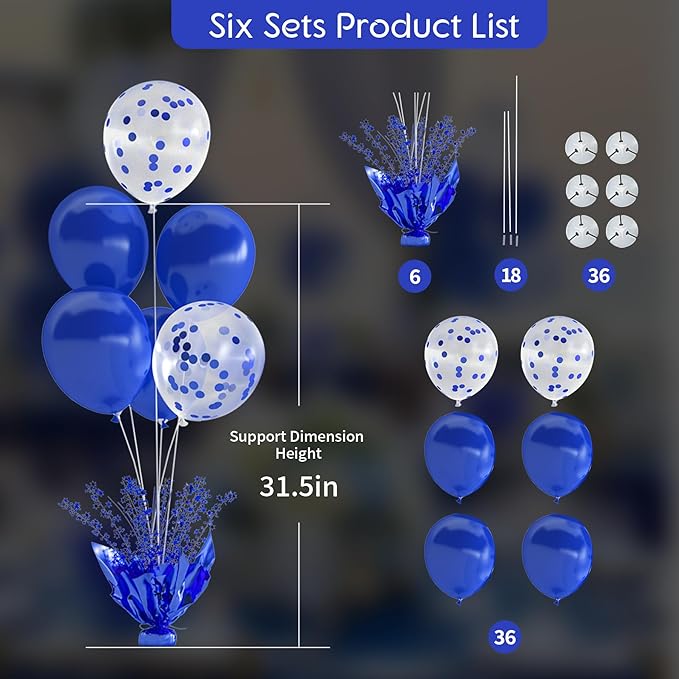 6 Set Blue Balloon Table Centerpieces - Image 6