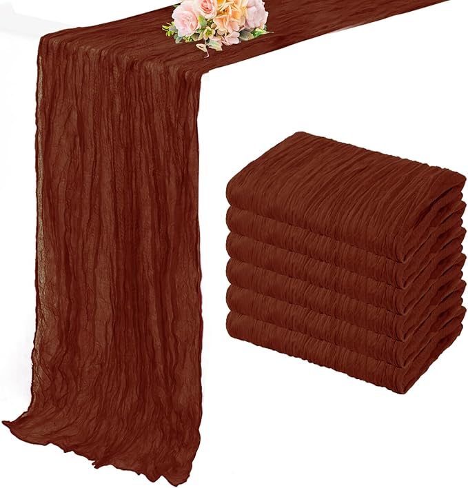 6 Pack Terracotta Cheesecloth Table Runner 10FT Boho Rustic Cheese Cloth Table by FoliafeelHome