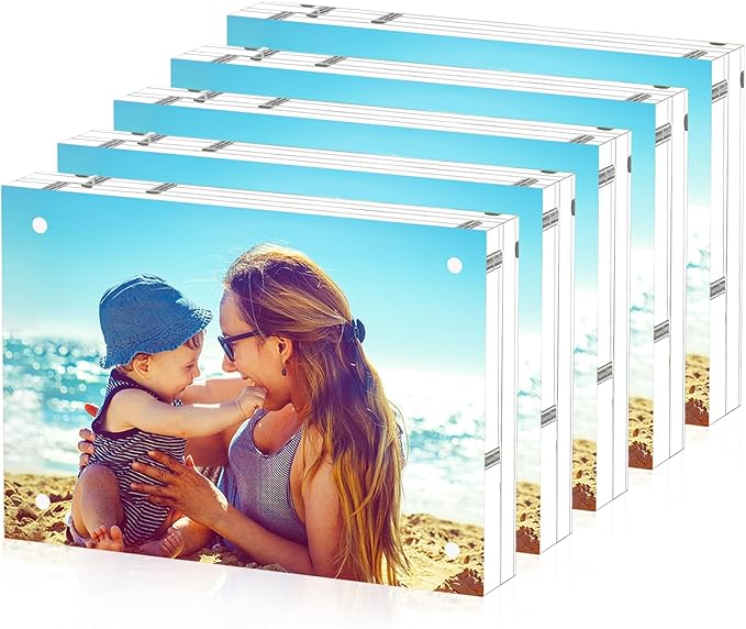 HELPLEX Acrylic Frame, 5 Pack 3.5x5 Acrylic Picture Frames, 20mm Thicker by HELPLEX