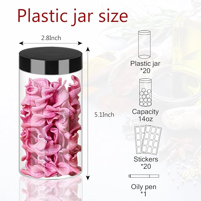 Plastic Jars with Lids 20Pcs 14 oz Clear Plastic Slime Storage Jars Containers - Image 2