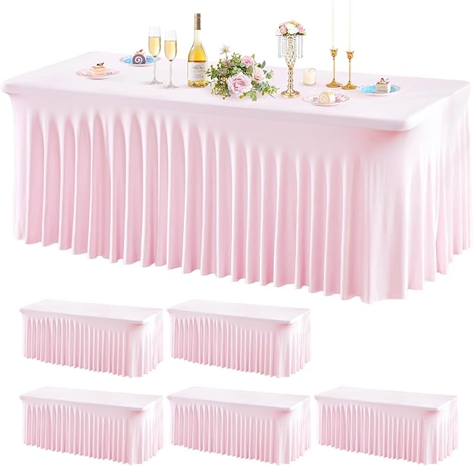 Wish Care 6 Pack Pink Spandex Table Clothes by WishCare