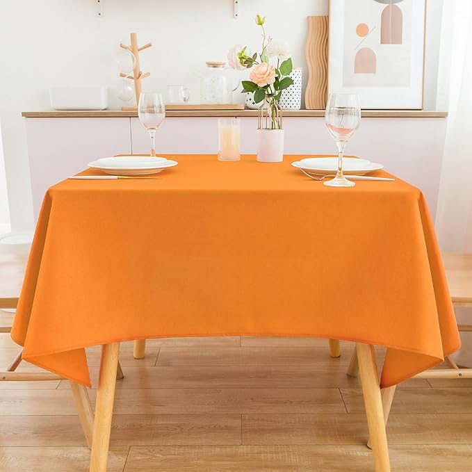 2 Pack Square Table Cloth 52X52 Inch Orange Washable Fabric Tablecloth - Image 8