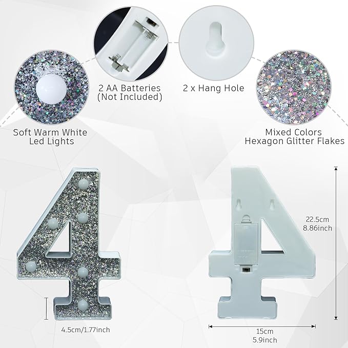 Marquee Light Letters for Table Decorations, Glitter Light Up Signs for Prom - Image 3