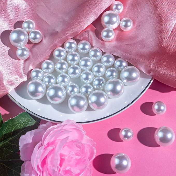 150Pcs White Polished No Hole Faux Pearl Beads - Image 8