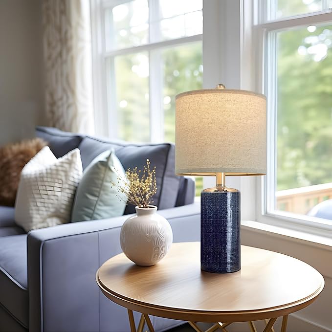 20.25/inch Modern Ceramic Table lamp Set of 2 Small Farmhouse Bedside lamp Dark - Image 5