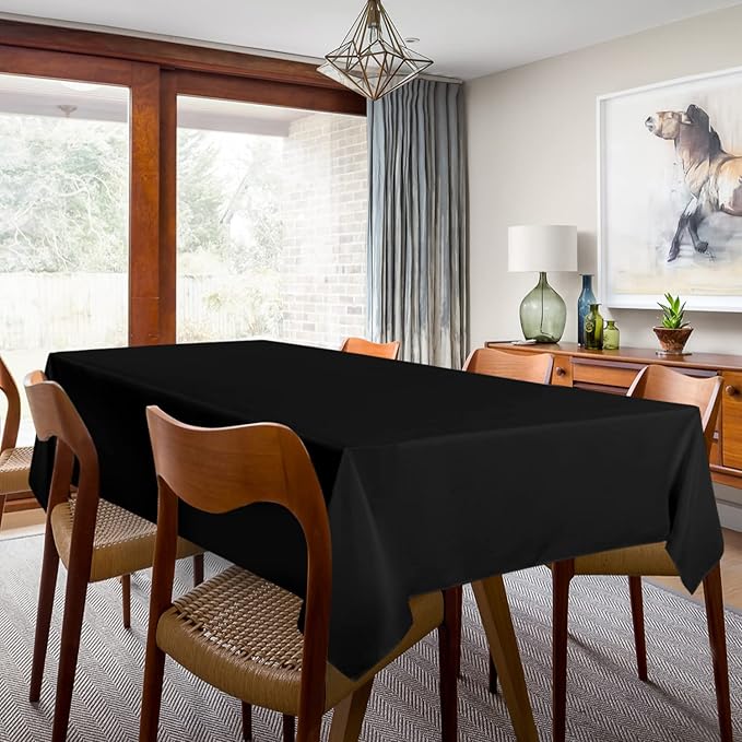 sancua 2 Pack Black Tablecloth 60 x 102 Inch, Rectangle 6 Feet Table Cloth - Image 3