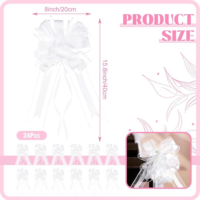 Riceshoot 24 Pcs Wedding Pew Bows - Image 2