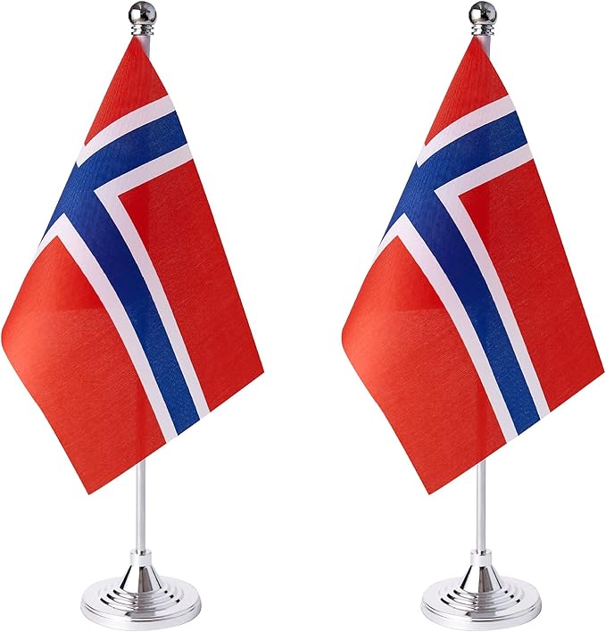 ZXvZYT 2 Pack Norway flag Norwegian Table Flag Small Mini Norwegian Desk Flags by ZXvZYT
