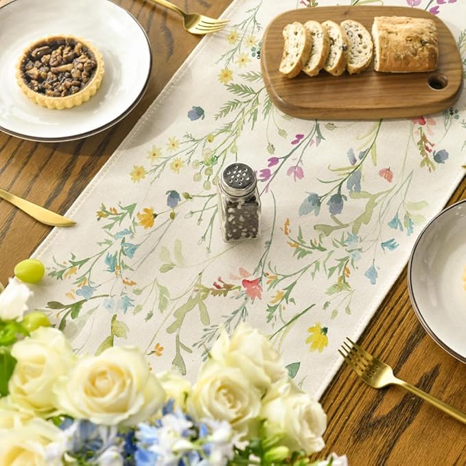 Artoid Mode Wildflowers Bloom Flowers Spring Table Runner, Seasonal Summer - Image 4