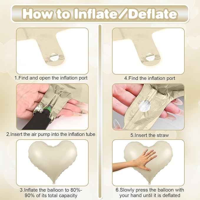 Cream White Heart Balloons, 24Inch Large White Heart Foil Balloons - Image 8