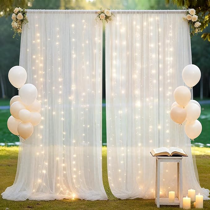 Ledido 10×8ft Tulle Backdrop Curtains by Ledido