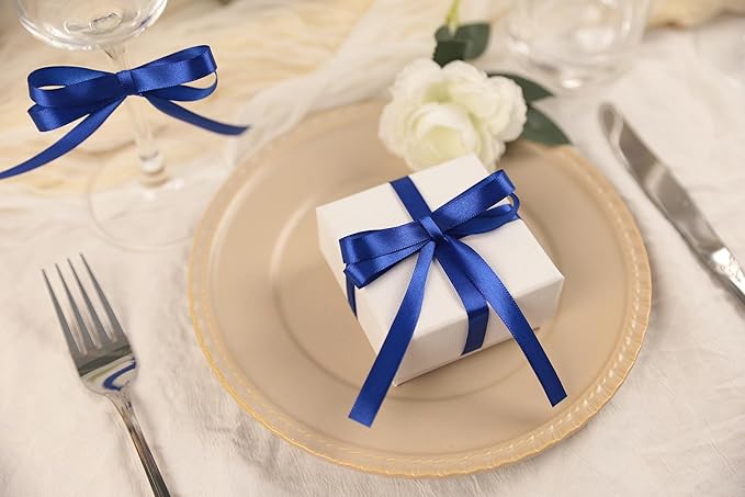 Dark Royal Blue Satin Ribbon 3/8 inch X Continuous 50 Yards, Single Face - Image 5