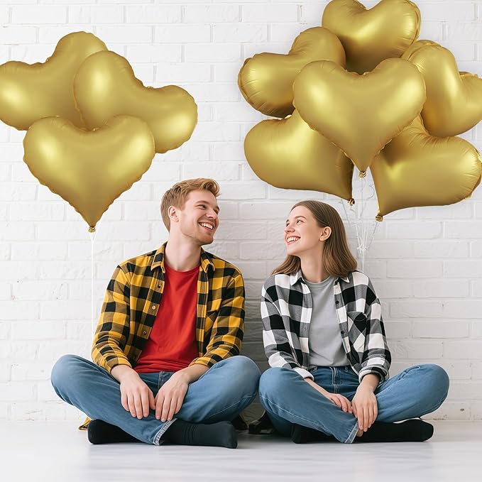 Gold Heart Balloons, 24Inch Large Metallic Heart Foil Balloons - Image 6