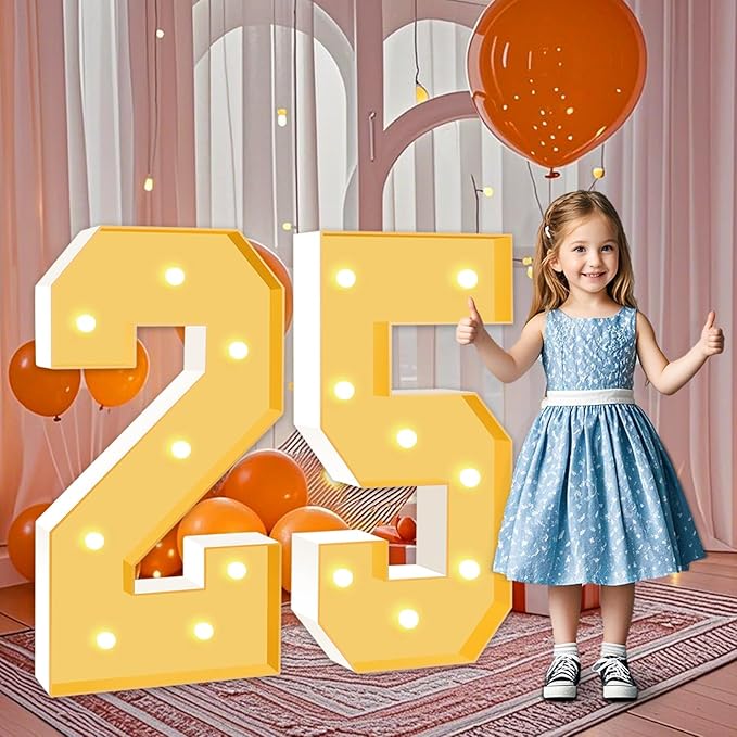 3FT Marquee Numbers 25, Large Light Up Numbers 25th Birthday Decorations by HITINO